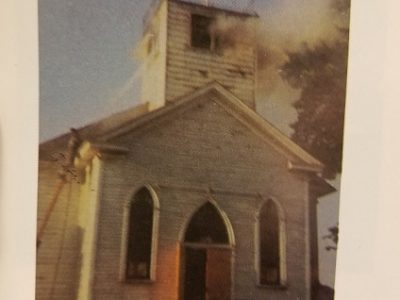 church fire from front of building